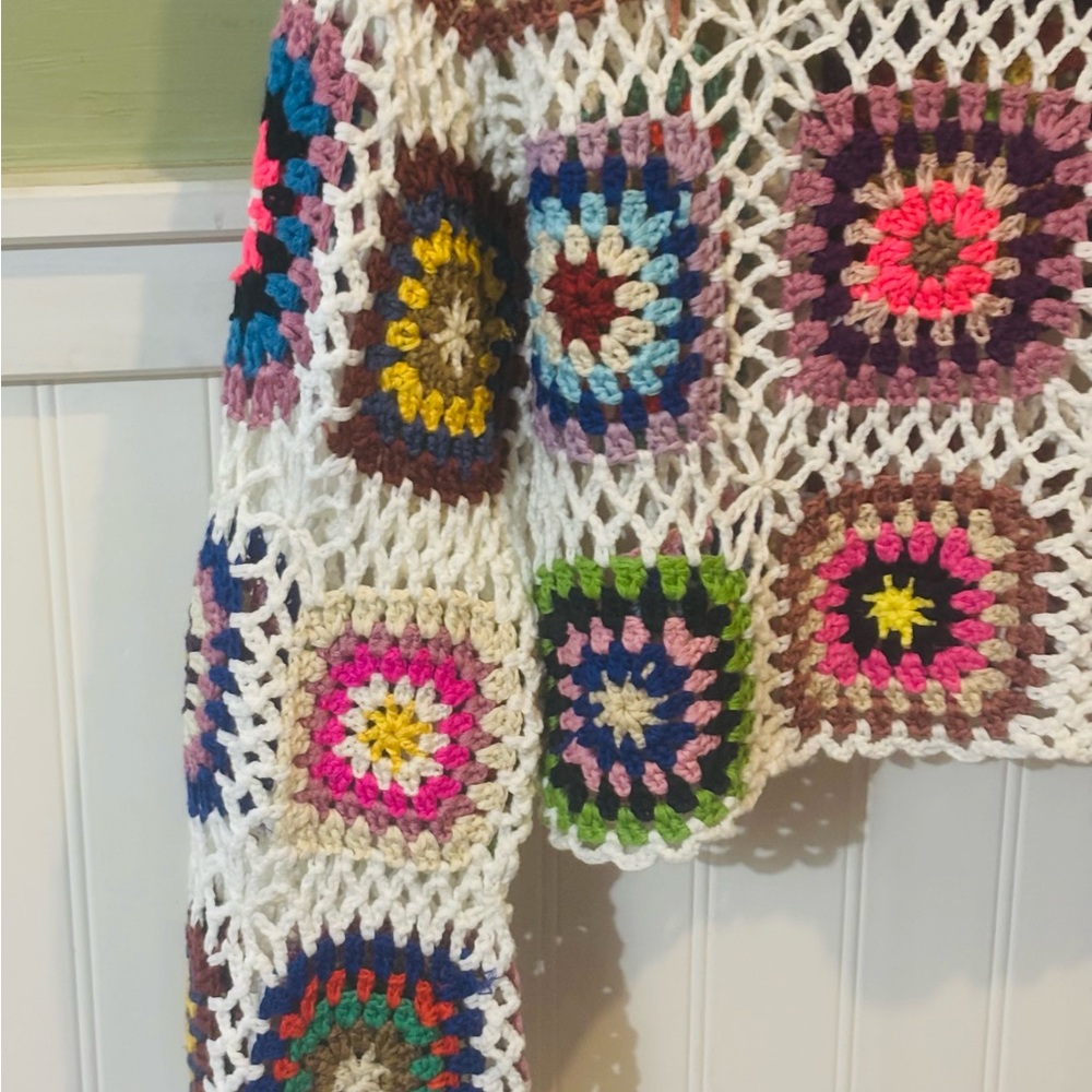 Multicolor Crochet Patchwork Sweater NWT - image 4